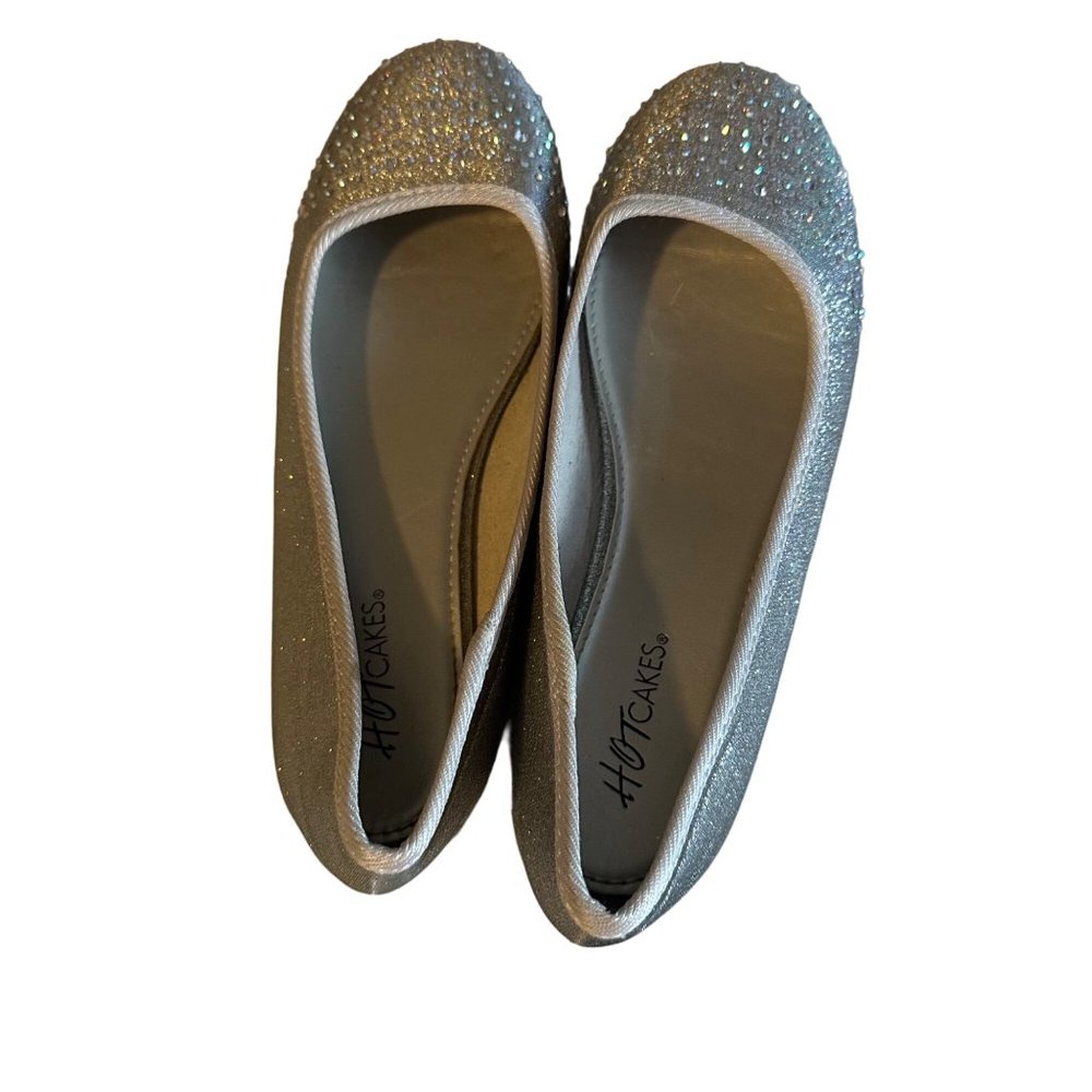 Hot Cakes silver beaded flats perfect for the holiday season size 4 M - Picture 3 of 7